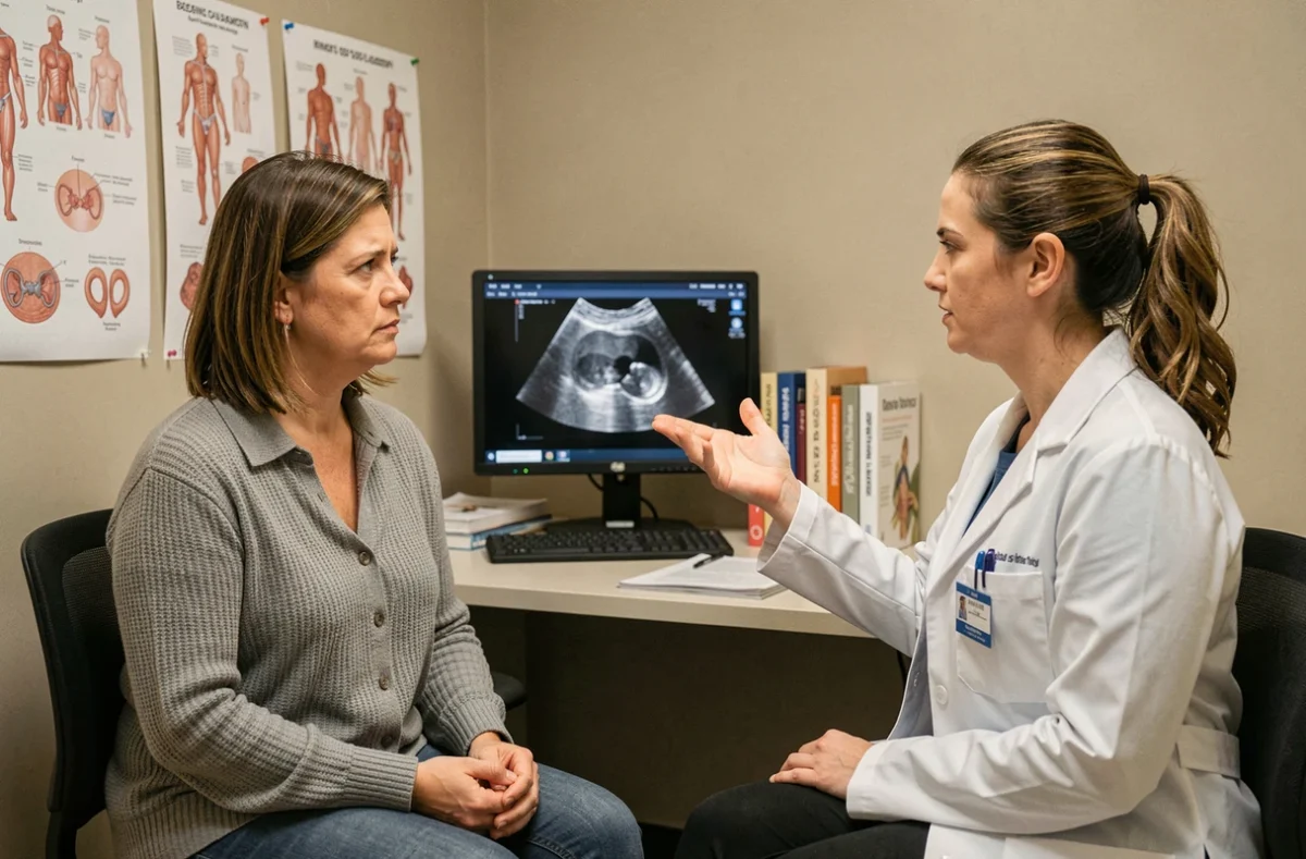 Femme consultant une gynécologue à propos d'un polype utérin dans un cabinet médical moderne