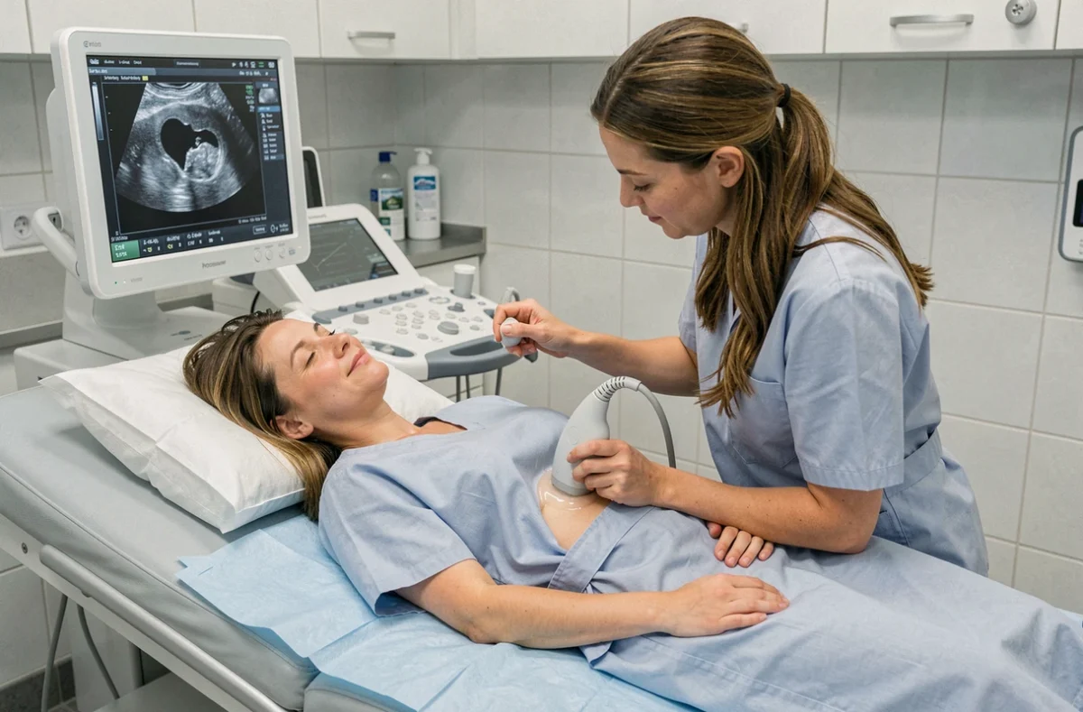Échographie pelvienne réalisée sur une femme pour détecter et surveiller un kyste ovarien