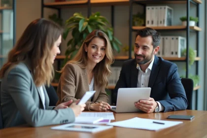 Groupe de professionnels en réunion dans un bureau moderne