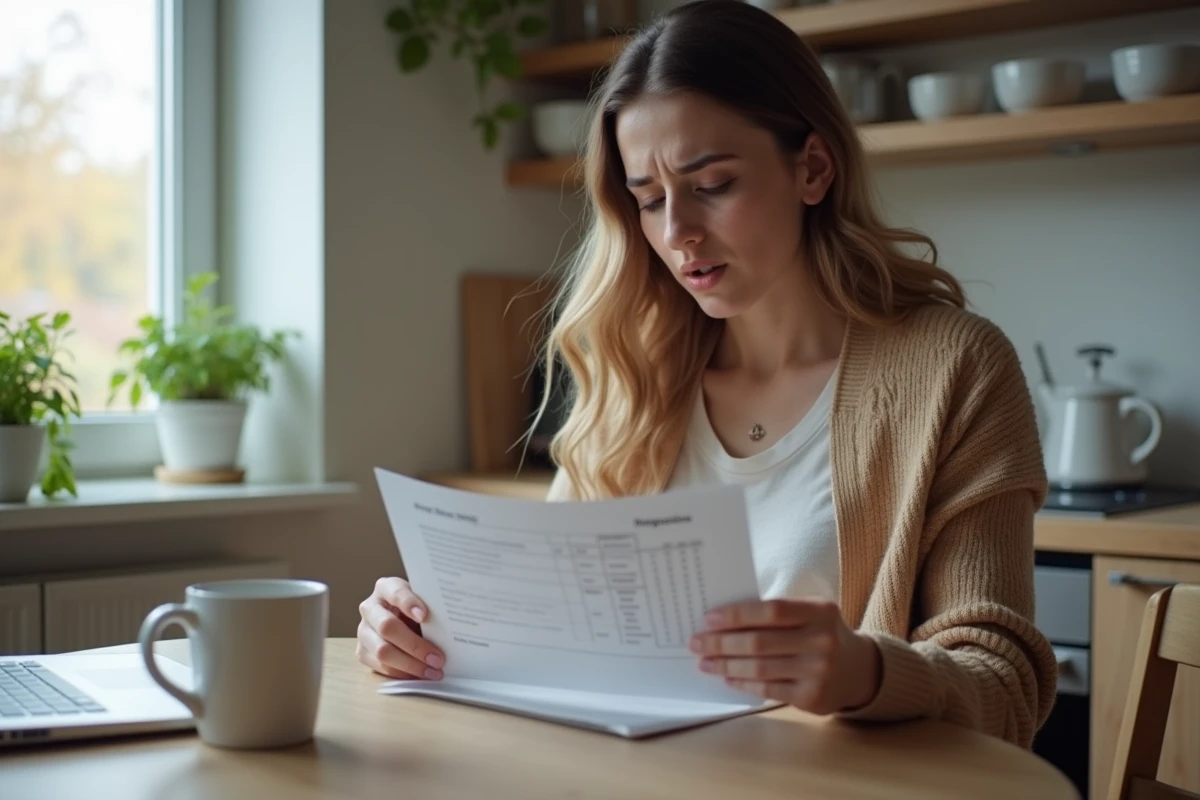 Jeune femme examine un resultat de test a la maison