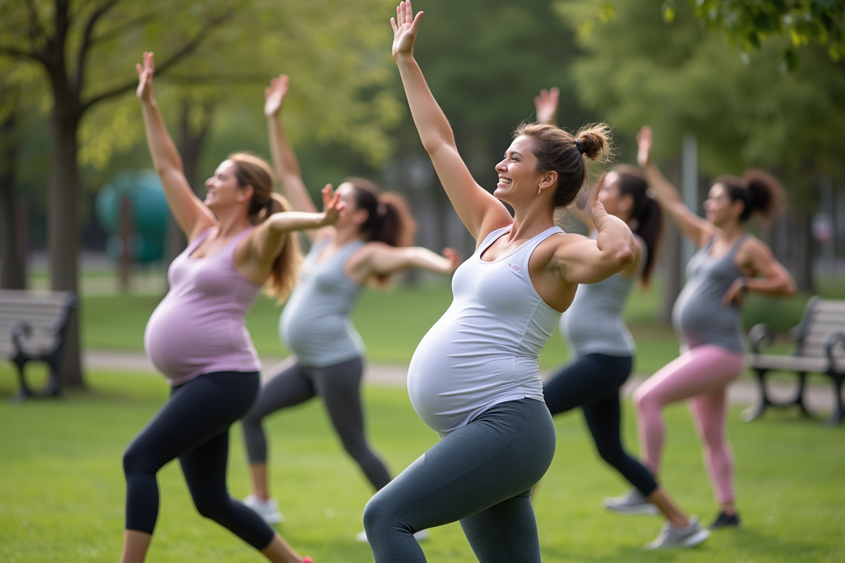 Femmes diverses faisant du sport en plein air dans un parc