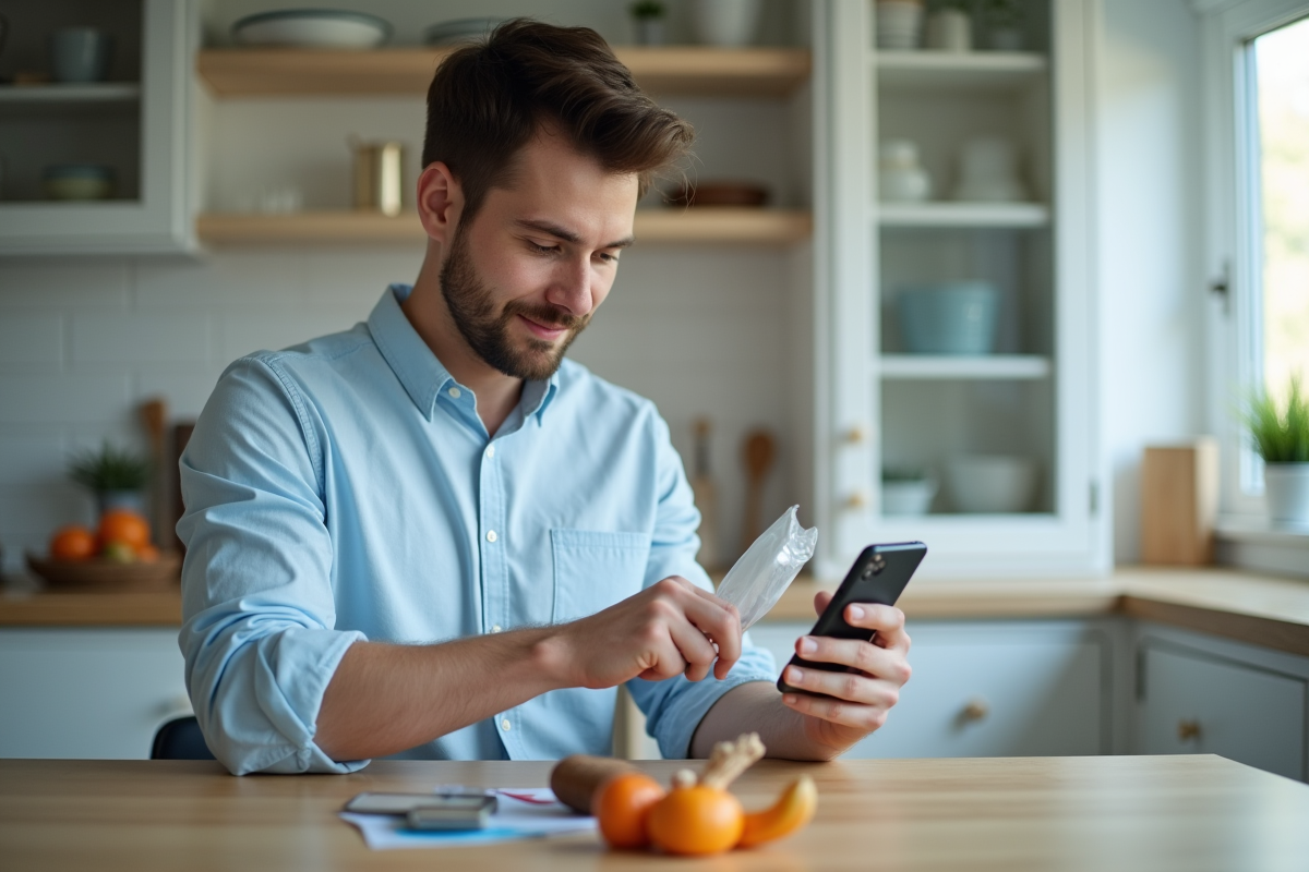 Jeune homme appliquant un gel de soin à la maison