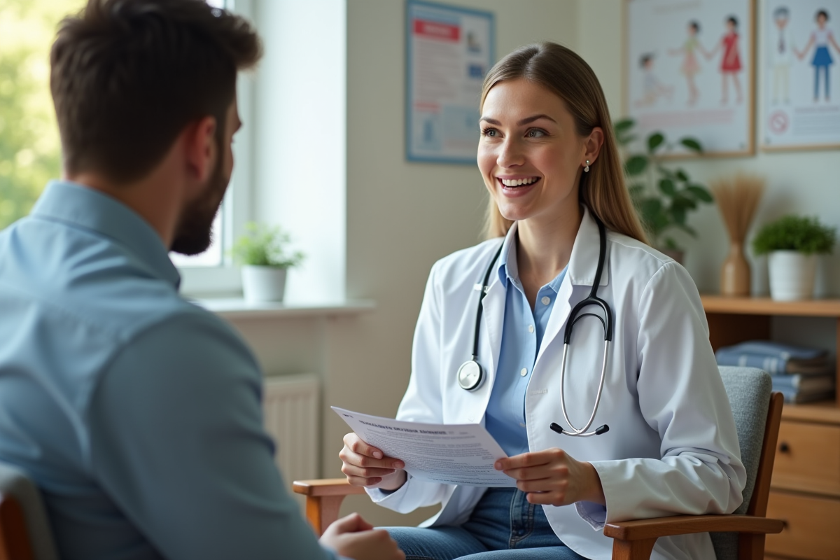 Medecin expliquant les risques de grossesse à un couple