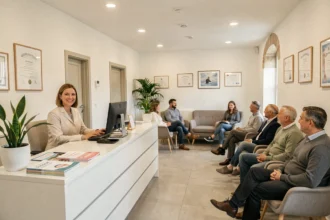 Salle d'attente d'un cabinet dentaire moderne dans les Hauts-de-France avec accueil professionnel