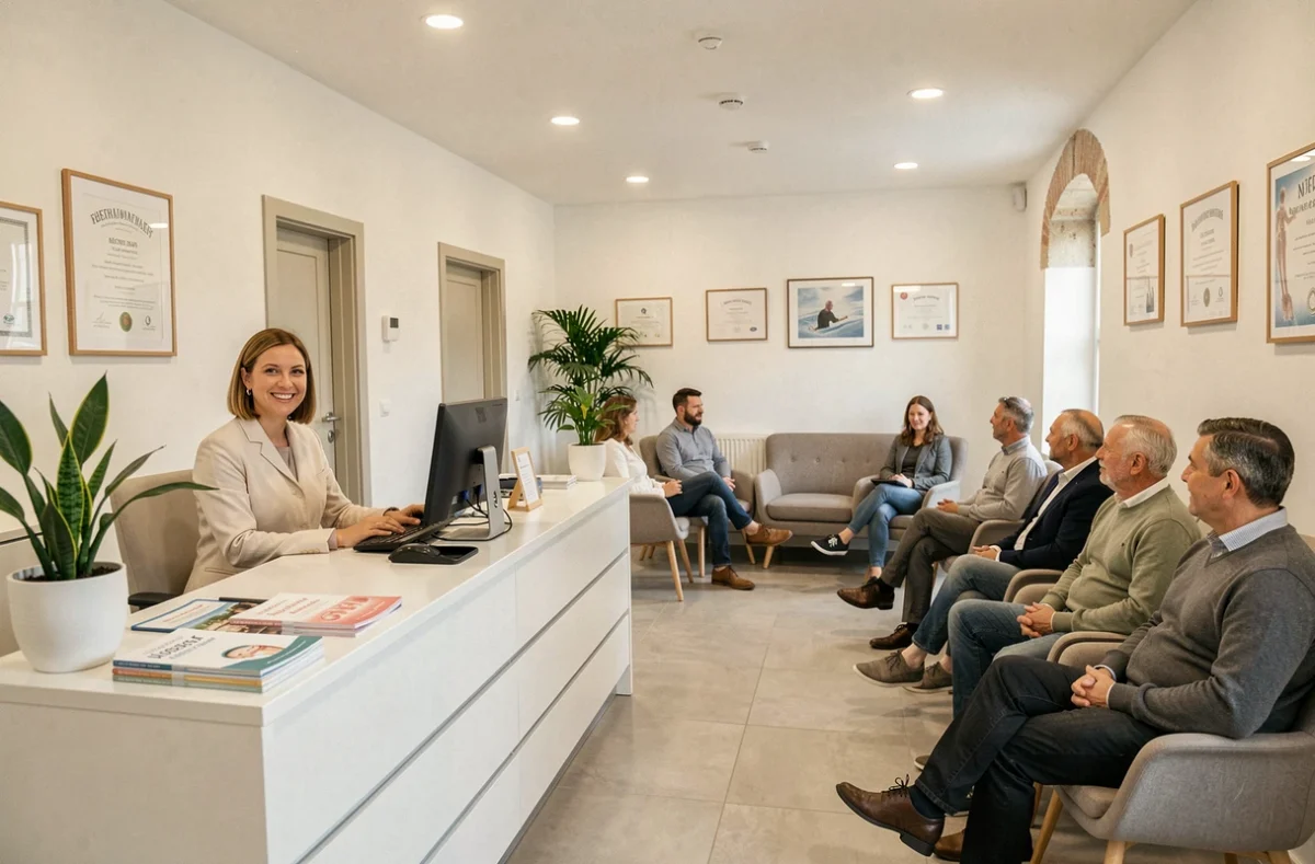 Salle d'attente d'un cabinet dentaire moderne dans les Hauts-de-France avec accueil professionnel