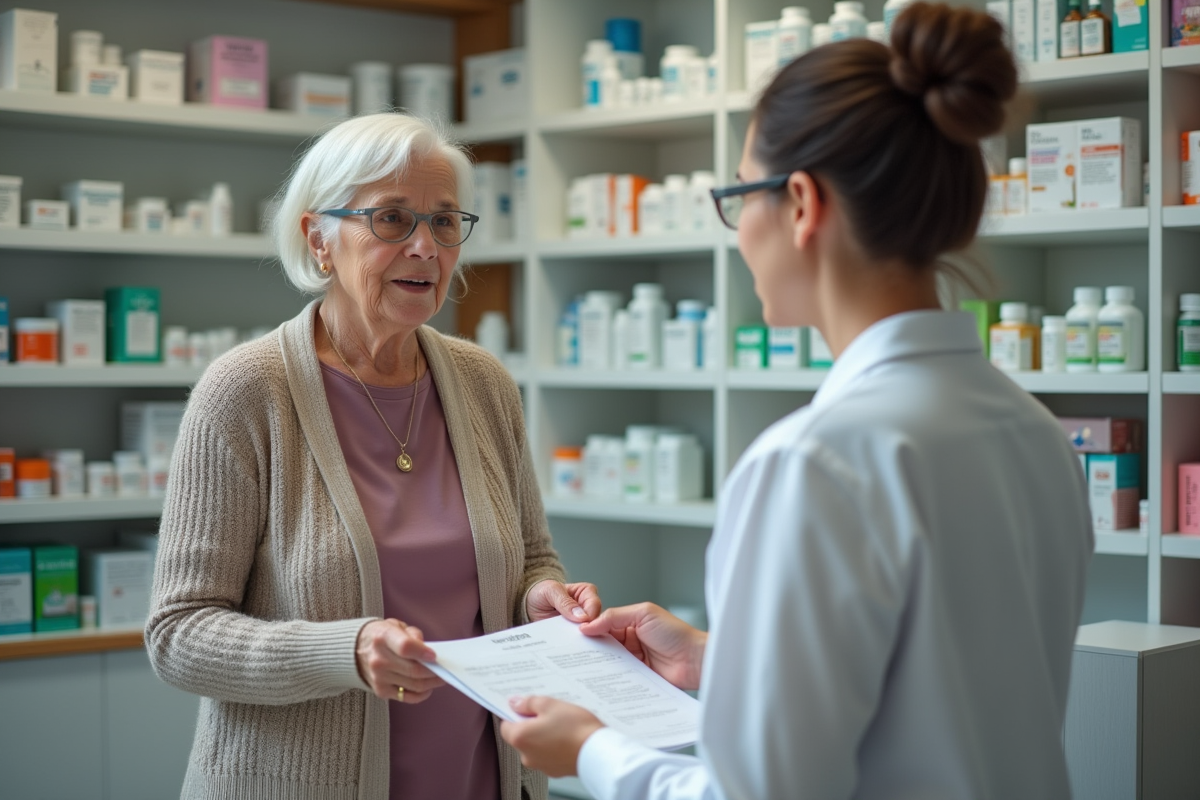 Pharmacienne parlant avec une cliente en pharmacie